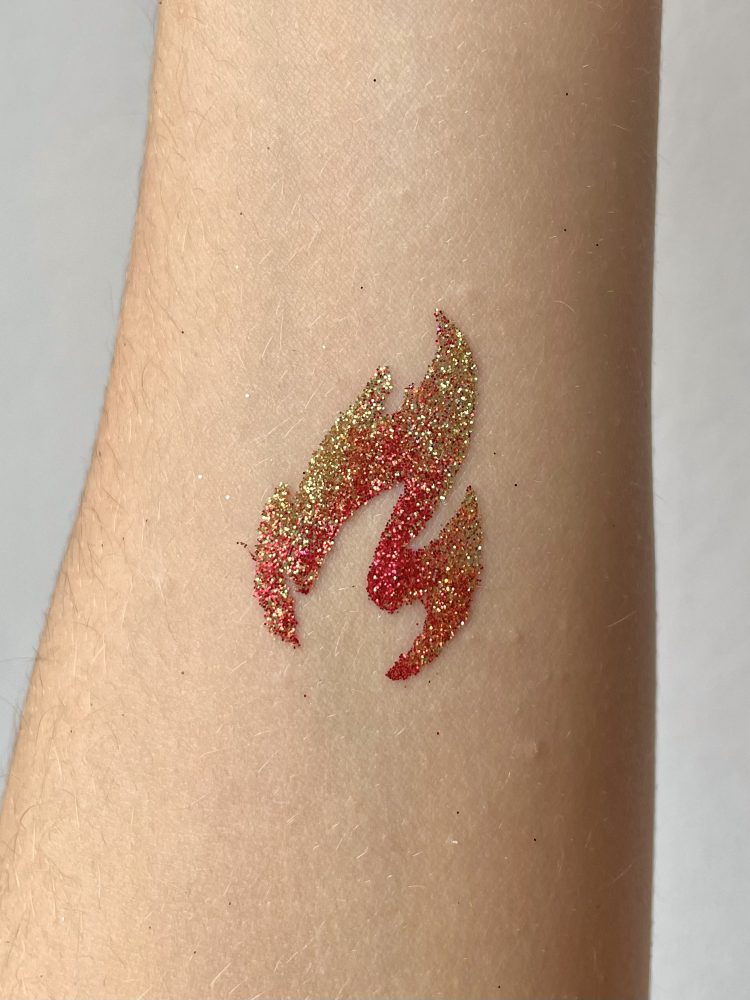 Glitzertattoo Flamme